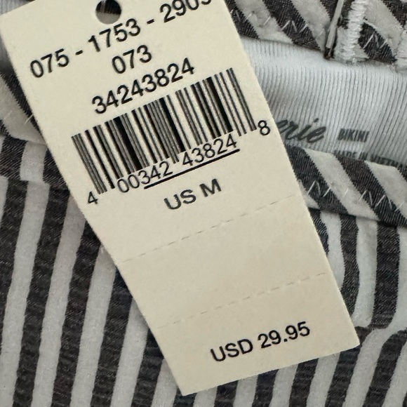 American Eagle Aerie Black Striped Gingham Ruffled Bikini Bottoms Size M Women’s - Picture 6 of 7